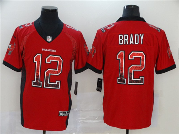 Personalized Buccaneers 12 Tom Brady Red Drift Fashion Limited Jersey