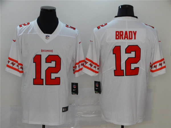 Personalized Buccaneers 12 Tom Brady White Team Logos Fashion Limited Jersey