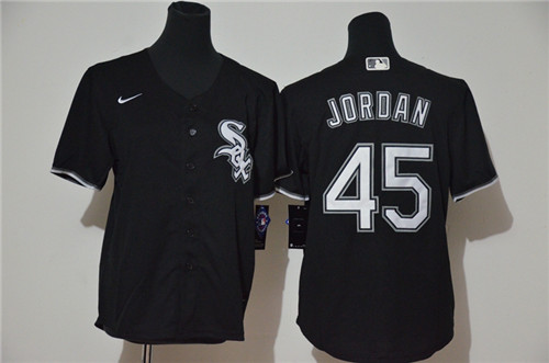 Personalized White Sox 45 Michael Jordan Black Youth 2020 Cool Base Jersey