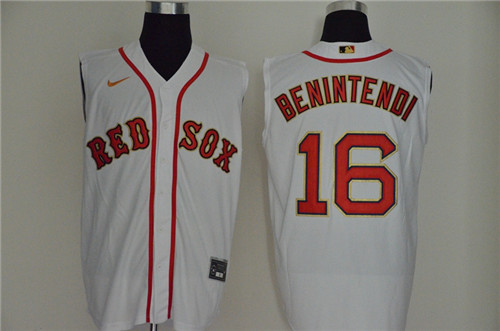Personalized Red Sox 16 Andrew Benintendi White Cool Base Sleeveless Jersey