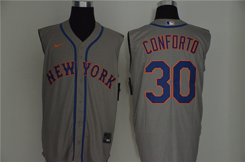 Personalized Mets 30 Michael Conforto Gray Cool Base Sleeveless Jersey