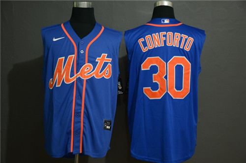 Personalized Mets 30 Michael Conforto Royal Cool Base Sleeveless Jersey