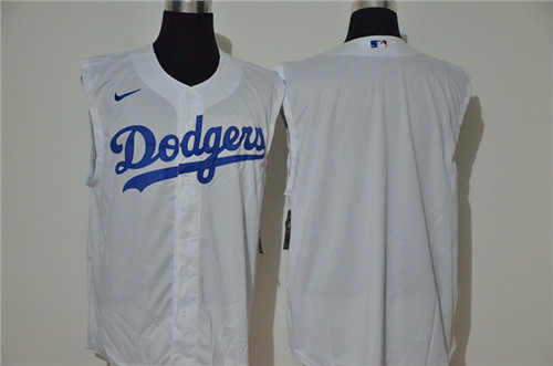 Personalized Dodgers Blank White Cool Base Sleeveless Jersey