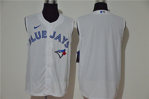 Personalized Blue Jays Blank White Cool Base Sleeveless Jersey