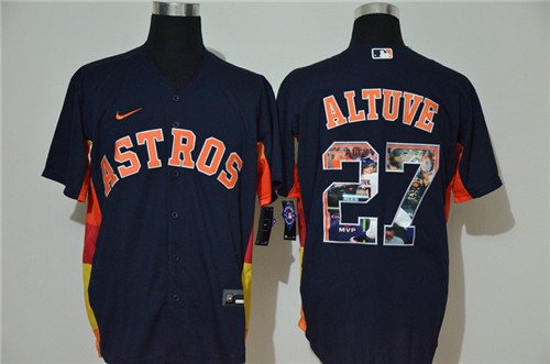 Personalized Astros 27 Jose Altuve Navy Cool Base Player Jersey