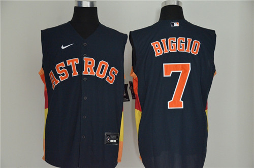 Personalized Astros 7 Craig Biggio Navy Cool Base Sleeveless Jersey