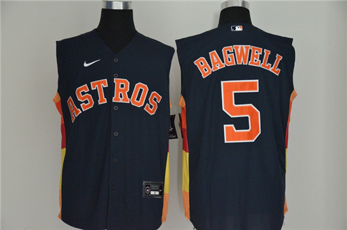 Personalized Astros 5 Jeff Bagwell Navy Cool Base Sleeveless Jersey