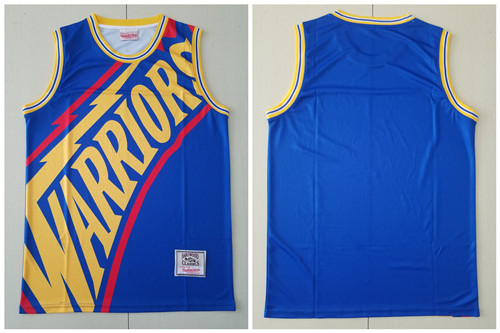 Personalized Warriors Big Face Blue Hardwood Classics Swingman Jersey