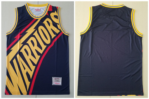 Personalized Warriors Big Face Black Hardwood Classics Swingman Jersey