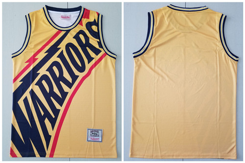 Personalized Warriors Big Face Yellow Hardwood Classics Swingman Jersey