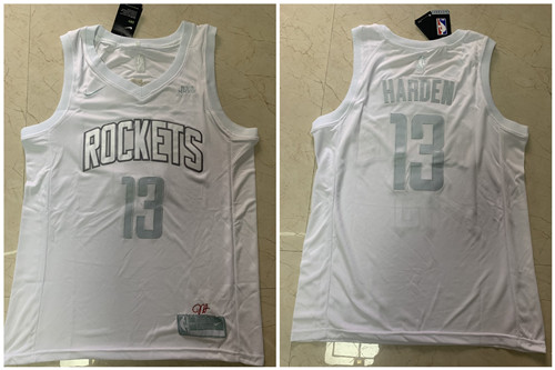 Personalized Rockets 13 James Harden White Swingman MVP Jersey