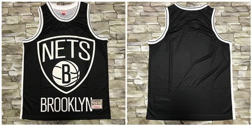 Personalized Nets Big Face Black Hardwood Classics Swingman Jersey