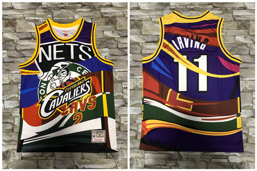 Personalized Nets And Multi Team 11 Kyrie Irving Big Face Color Hardwood Classics Swingman Jersey