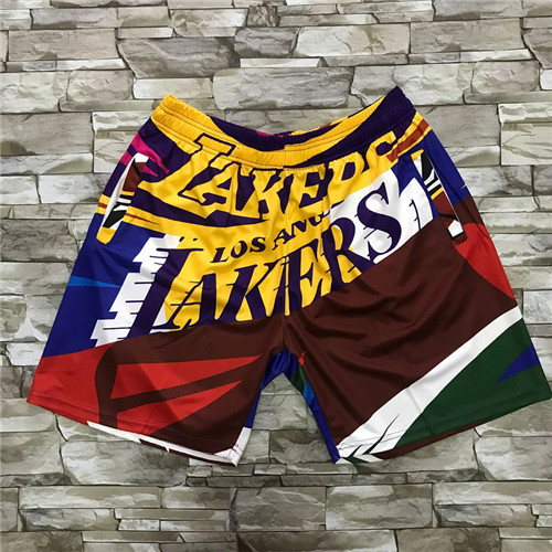 Personalized Lakers Color Big Face With Pocket Swingman Shorts