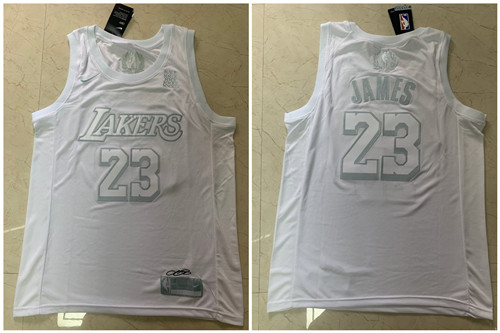 Personalized Lakers 23 Lebron James White Swingman MVP Jersey