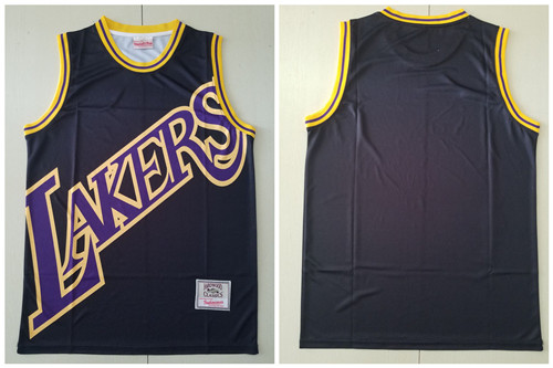 Personalized Lakers Big Face Black Hardwood Classics Swingman Jersey
