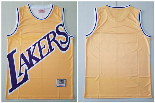 Personalized Lakers Big Face Yellow Hardwood Classics Swingman Jersey