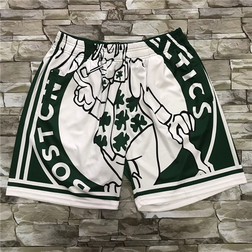 Personalized Celtics Green Black Big Face With Pocket Swingman Shorts