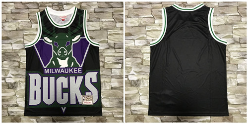 Personalized Bucks Big Face Black Hardwood Classics Swingman Jersey