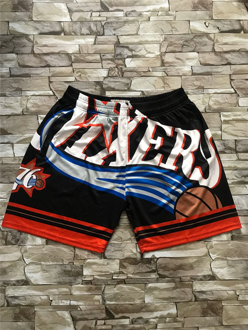 Personalized 76ers Yellow Black Big Face With Pocket Swingman Shorts