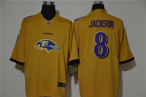 Personalized Ravens 8 Lamar Jackson Yellow Untouchable Limited Jersey