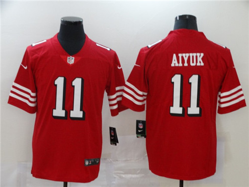 Personalized 49ers 11 Brandon Aiyuk Red 2020 NFL Draft First Round Pick Color Rush Untouchable Limited Jersey