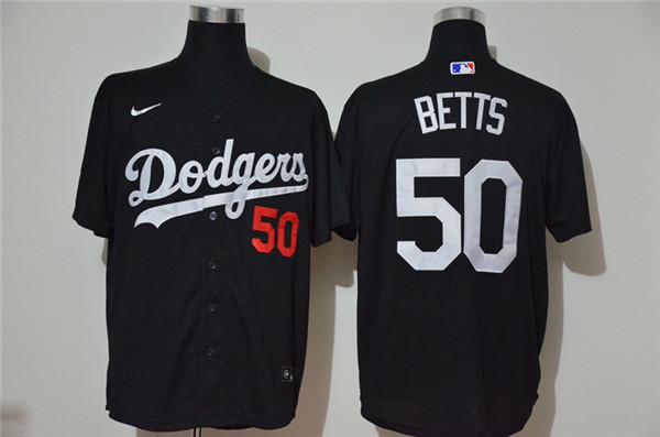 Personalized Dodgers 50 Mookie Betts Black 2020 Cool Base Jersey