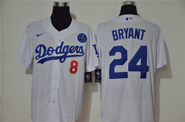 Personalized Dodgers 24 Kobe Bryant White 2020 KB Cool Base Jersey