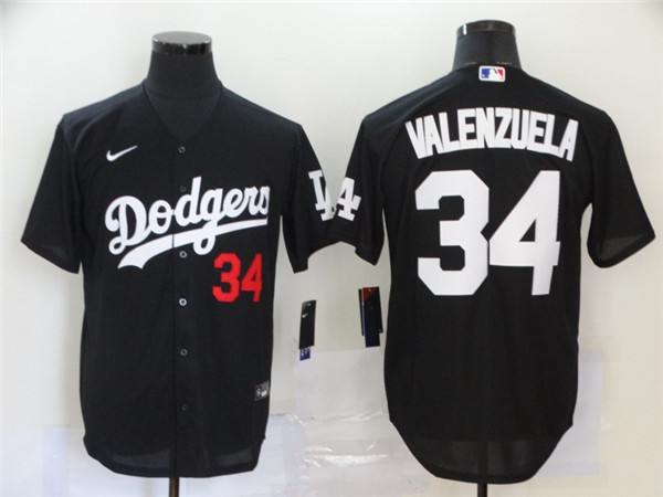 Personalized Dodgers 34 Fernando Valenzuela Black 2020 Cool Base Jersey