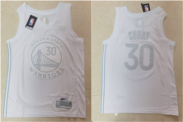 Personalized Warriors 30 Stephen Curry White Swingman MVP Jersey