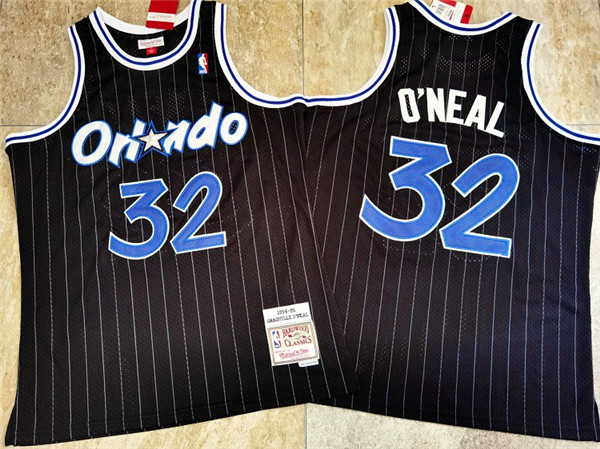 Personalized Magic 32 Shaquille O’Neal Black 1994-95 Hardwood Classics Jersey