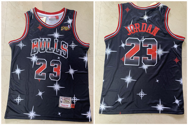 Personalized Bulls 23 Michael Jordan Black 1997 NBA Finals Patch Star Hardwood Classics Jersey