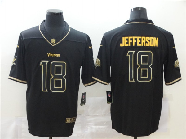 Personalized Vikings 18 Justin Jefferson Black Gold Untouchable Limited Jersey