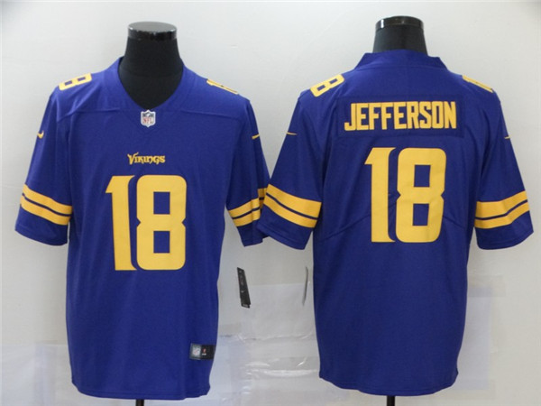 Personalized Vikings 18 Justin Jefferson Purple 2020 NFL Draft Color Rush Limited Jersey