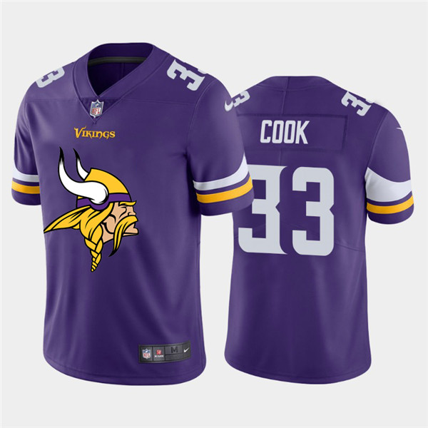 Personalized Vikings 33 Dalvin Cook Purple Team Big Logo Untouchable Limited Jersey