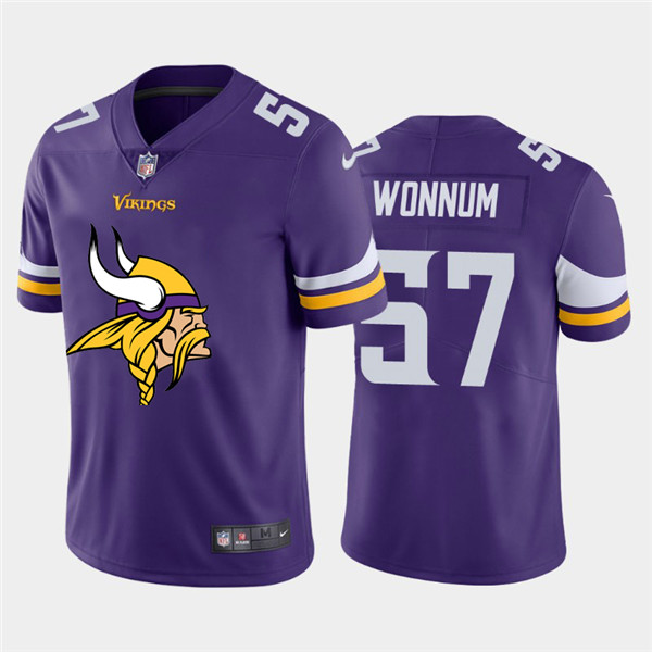 Personalized Vikings 57 D.J. Wonnum Purple Team Big Logo Untouchable Limited Jersey