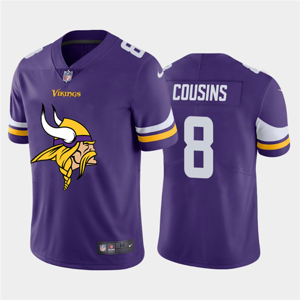Personalized Vikings 8 Kirk Cousins Purple Team Big Logo Untouchable Limited Jersey