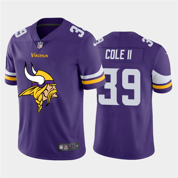 Personalized Vikings 39 Brian Cole II Purple Team Big Logo Untouchable Limited Jersey