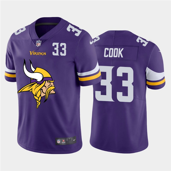 Personalized Vikings 33 Dalvin Cook Purple Team Big Logo Number Untouchable Limited Jersey