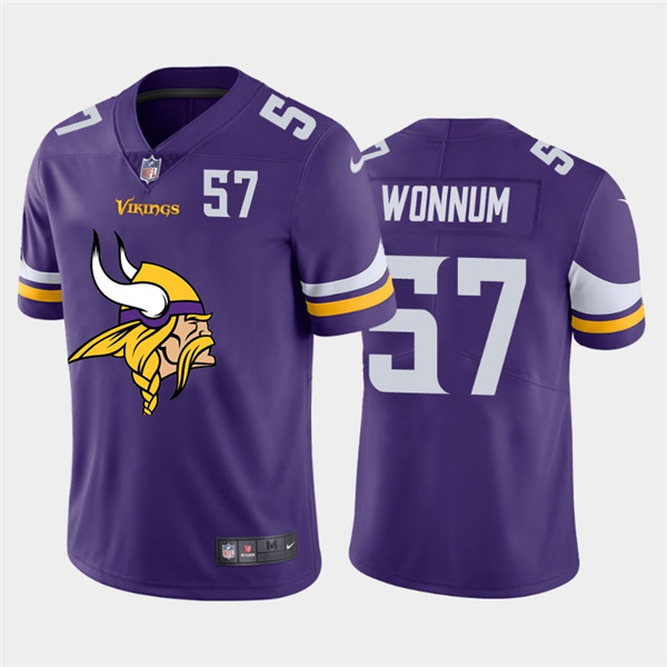 Personalized Vikings 57 D.J. Wonnum Purple Team Big Logo Number Untouchable Limited Jersey
