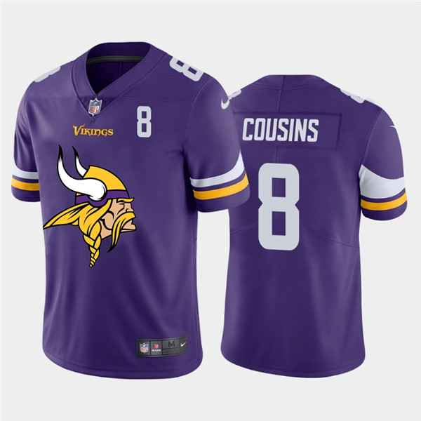 Personalized Vikings 8 Kirk Cousins Purple Team Big Logo Number Untouchable Limited Jersey