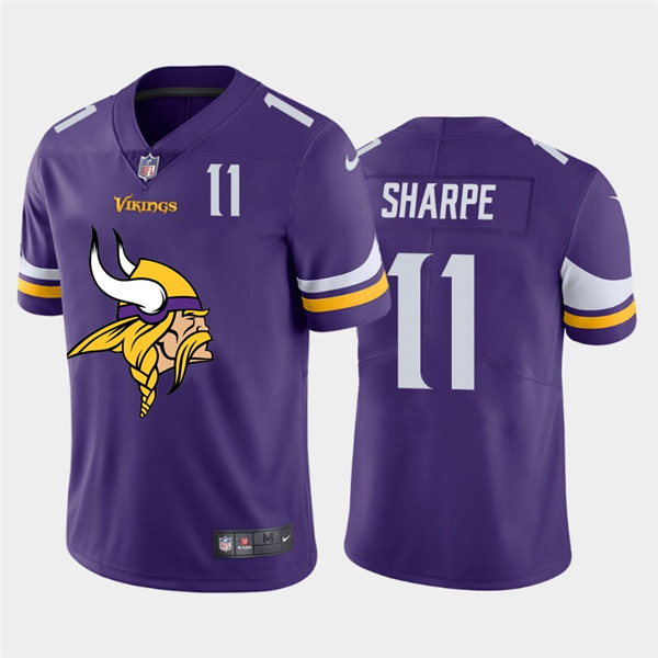 Personalized Vikings 11 Tajae Sharpe Purple Team Big Logo Number Untouchable Limited Jersey