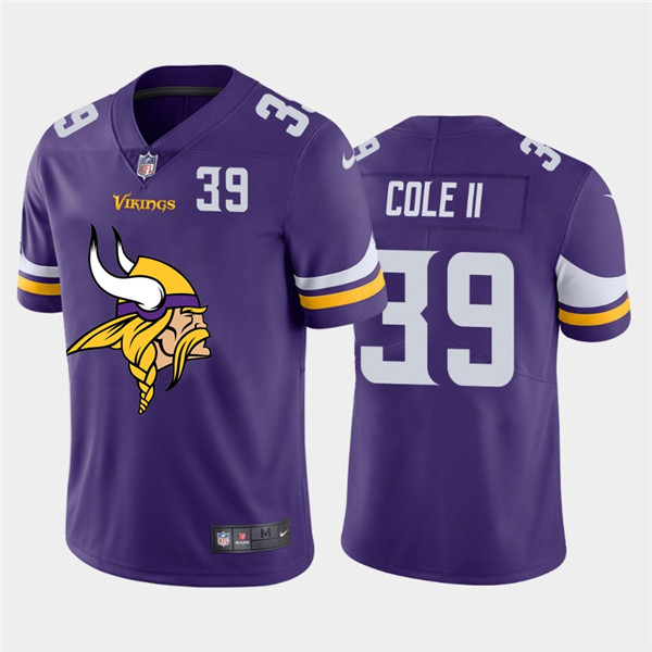 Personalized Vikings 39 Brian Cole II Purple Team Big Logo Number Untouchable Limited Jersey