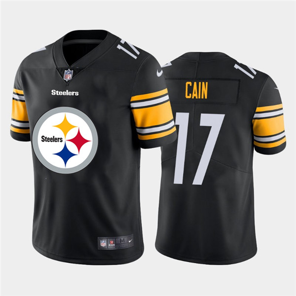 Personalized Steelers 17 Deon Cain Black Team Big Logo Untouchable Limited Jersey