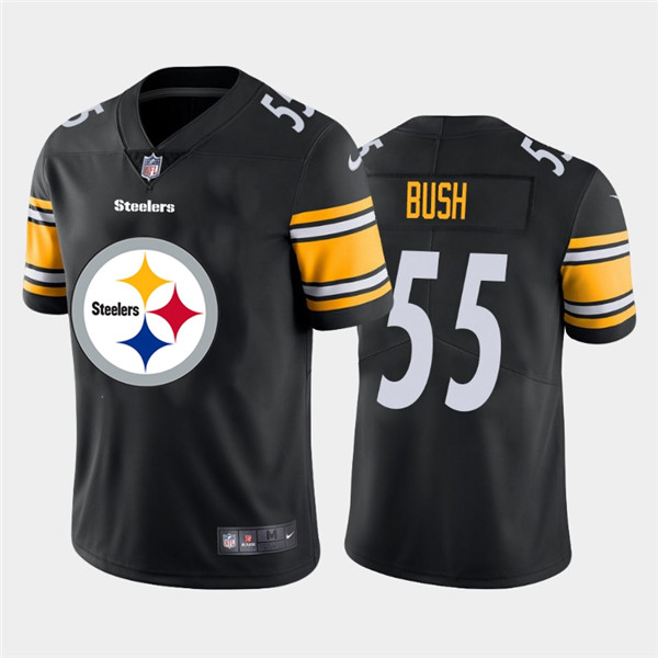 Personalized Steelers 55 Devin Bush Black Team Big Logo Untouchable Limited Jersey