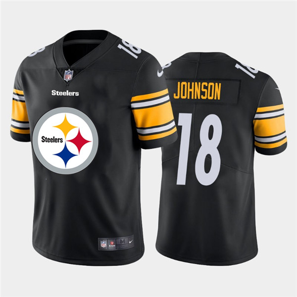 Personalized Steelers 18 Diontae Johnson Black Team Big Logo Untouchable Limited Jersey