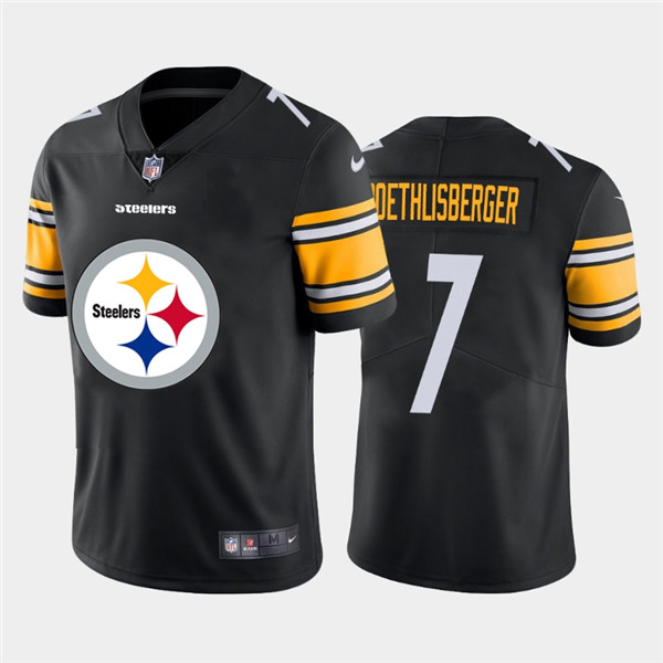 Personalized Steelers 7 Ben Roethlisberger Black Team Big Logo Untouchable Limited Jersey