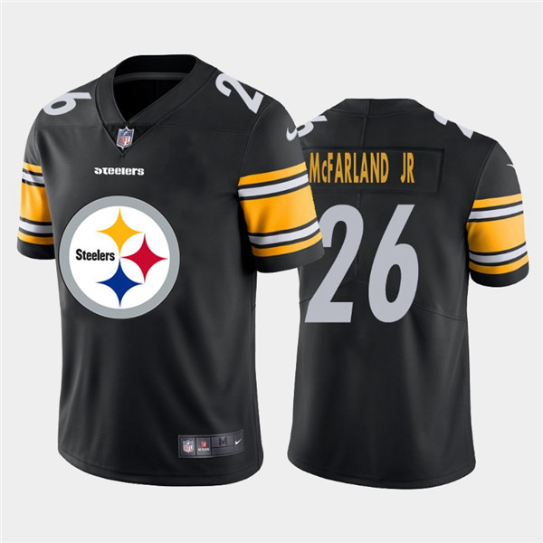 Personalized Steelers 26 Anthony McFarland Jr. Black Team Big Logo Untouchable Limited Jersey