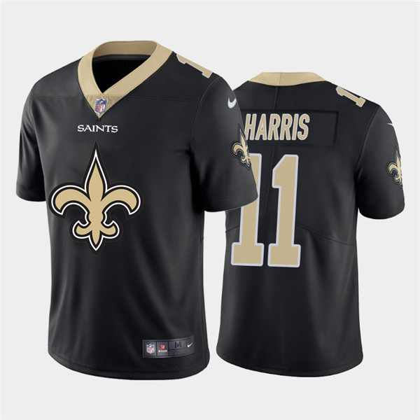 Personalized Saints 11 Deonte Harris Black Team Big Logo Untouchable Limited Jersey