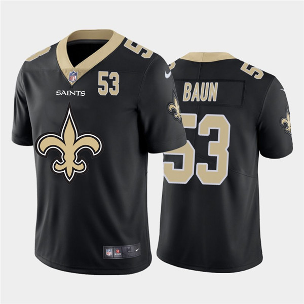 Personalized Saints 53 Zack Baun Black Team Big Logo Number Untouchable Limited Jersey